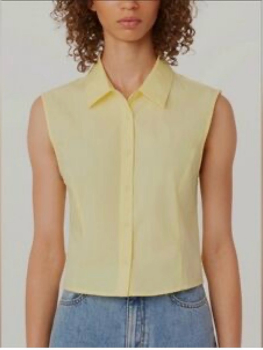Frank & Oak Sleeveless Button-Down Shirt in Pale Yellow